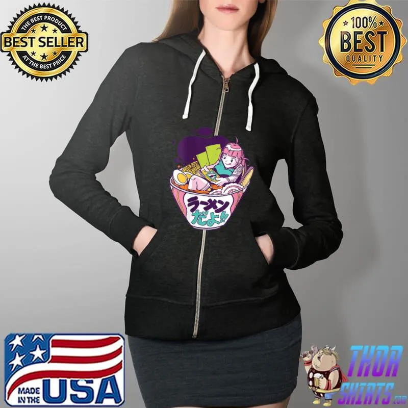 Original Ramen Video Games Girl Japanese Manga T-Shirt Full Zip Hooded