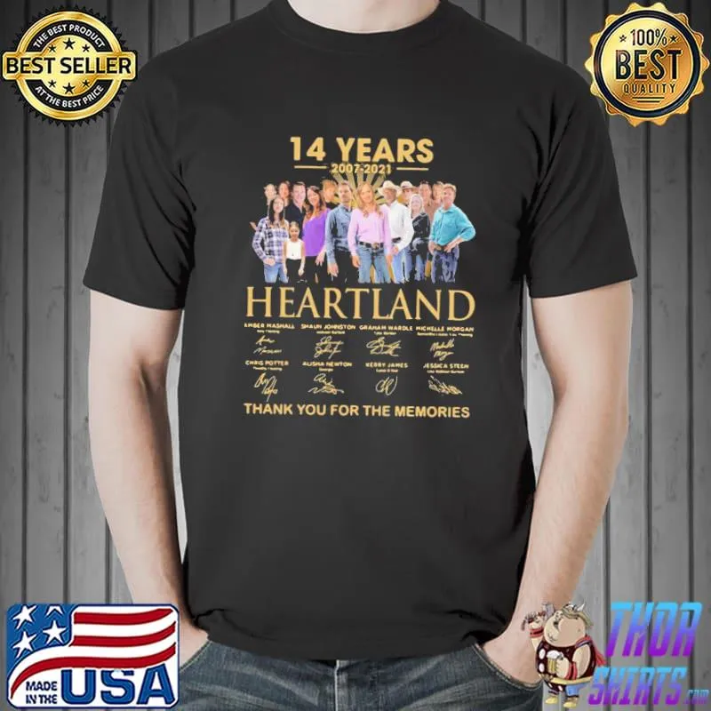 Original Top 14 Years 2007 2021 Heartland Thank You For The Memories Signatures Shirt