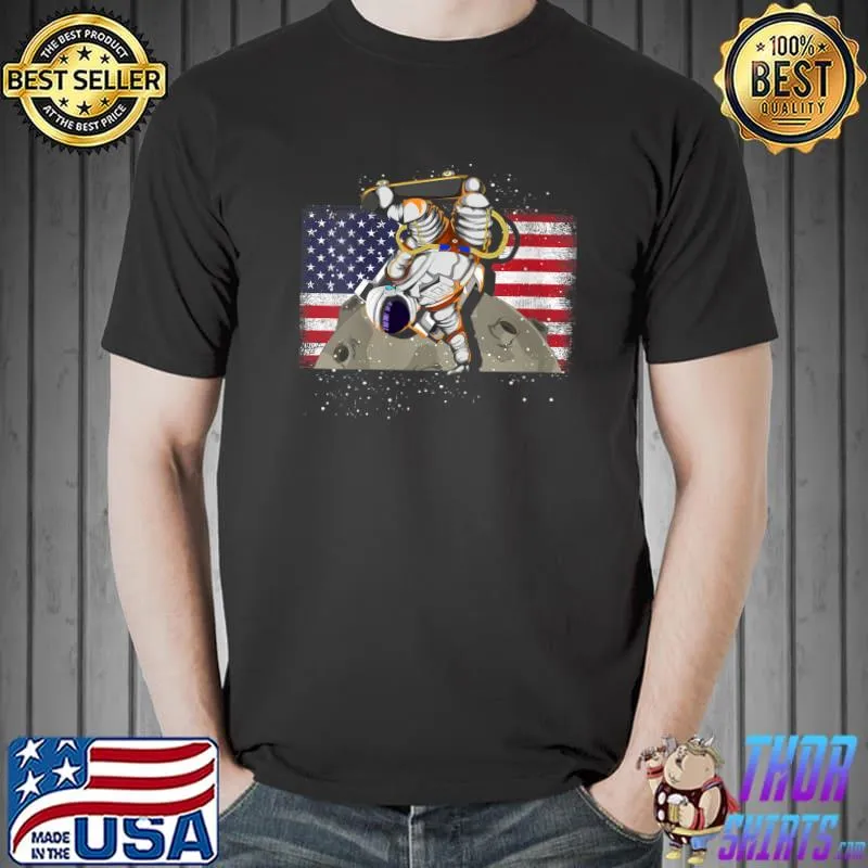 Original US Flag Skater Moon Space Skateboarding Astronaut T-Shirt Unisex