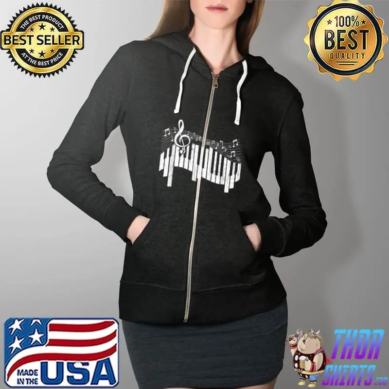 Piano Is In Soul Funny Music Player Musician Graphic T-Shirt Full Zip Hooded