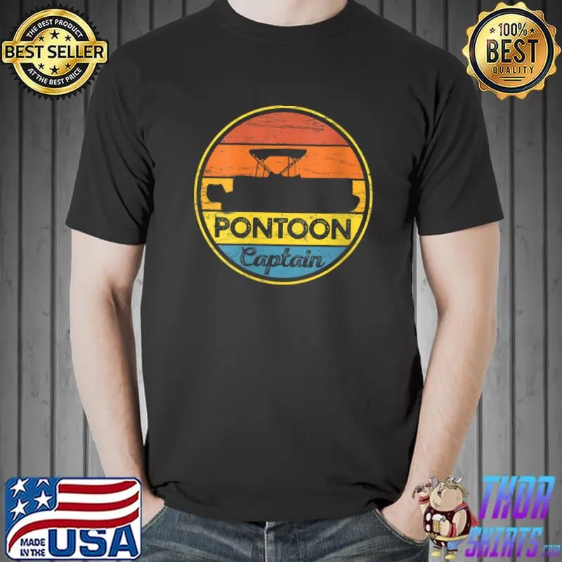 Pontoon Captain Boat Boating Retro Vintage T- Unisex