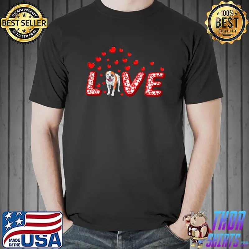 Premium Bulldog Lover Heart American Valentine T-Shirt Unisex
