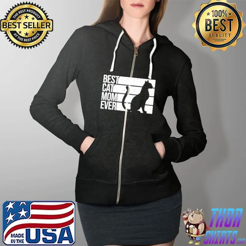 Premium Cute Cat Mom Art For Women Girl Cat Pet Animal Kitten Lovers T- Full Zip Hooded