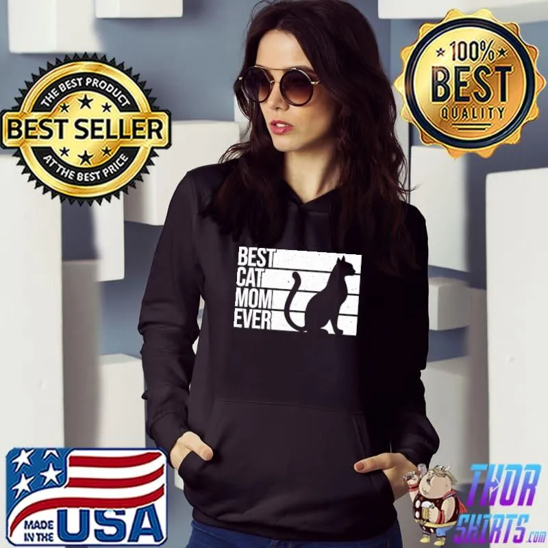 Premium Cute Cat Mom Art For Women Girl Cat Pet Animal Kitten Lovers T- Hoodie