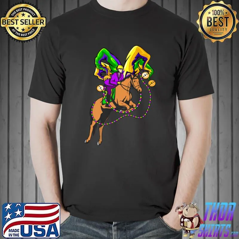Premium Equestrian Mardi Gras Hat Jester Festival Bead Costume Premium T-Shirt