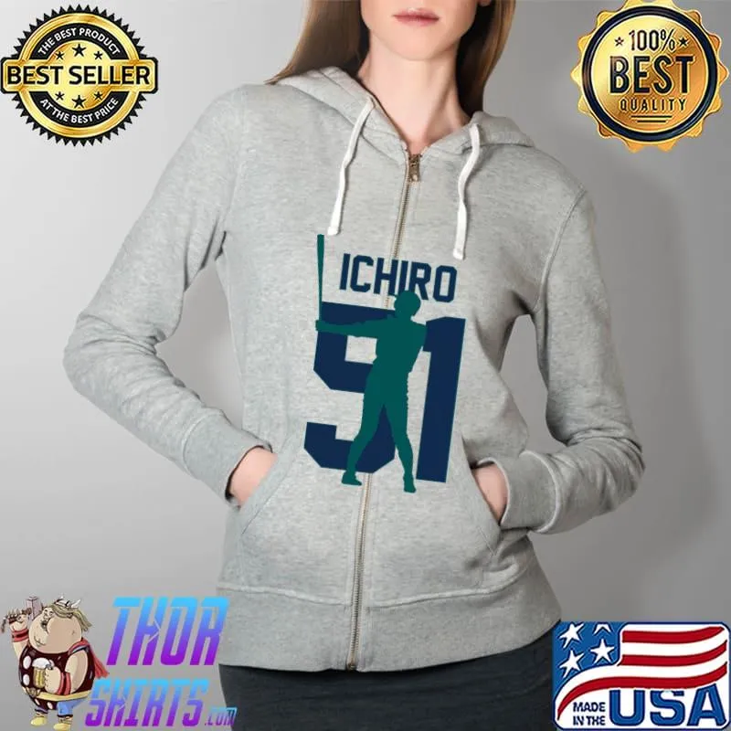Premium Ichiro Suzuki Jersey Number Artwork Unisex T-Shirt Full Zip Hooded