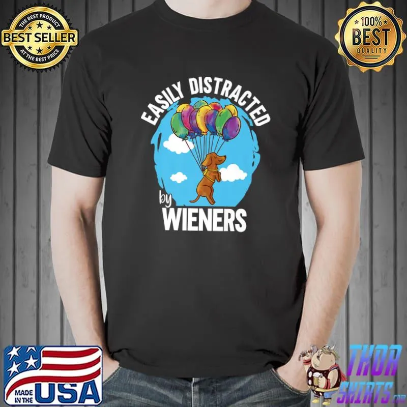 Premium Mens Wiener Dad Dachshund Dog Easily Distracted By Wieners Premium T-Shirt