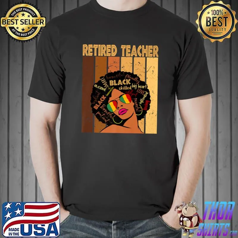 Premium Retired Teacher Afro African American Black History Month Premium T-Shirt Unisex