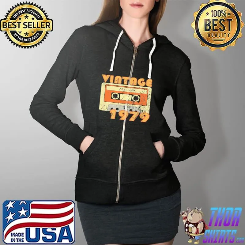 Premium Vintage 1979 Distressed 40 Birthday Anniversary T- Full Zip Hooded