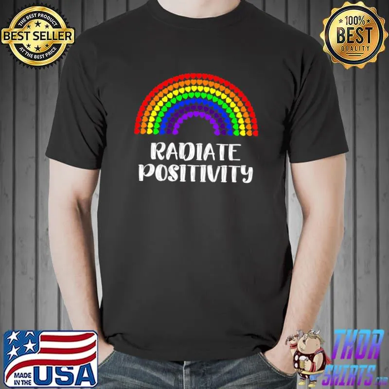 Radiate Positivity Rainbow Hearts Love Mental Health Matters Premium T-Shirt Unisex