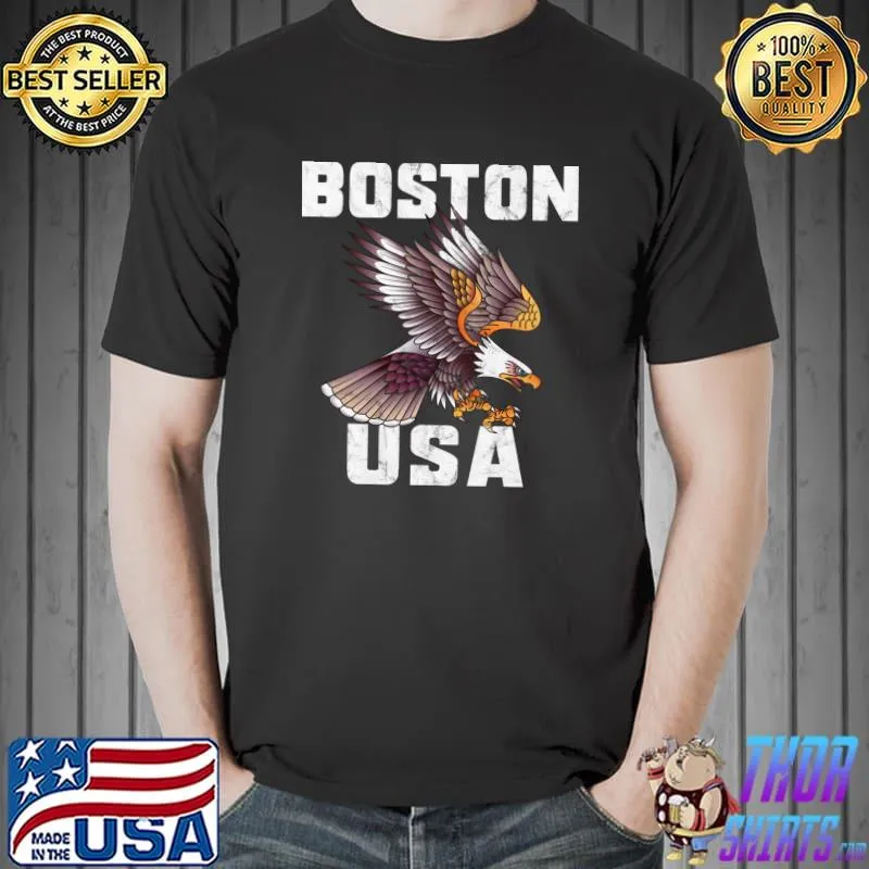 Retro Distressed Boston USA Bald Eagle Gift T- Unisex