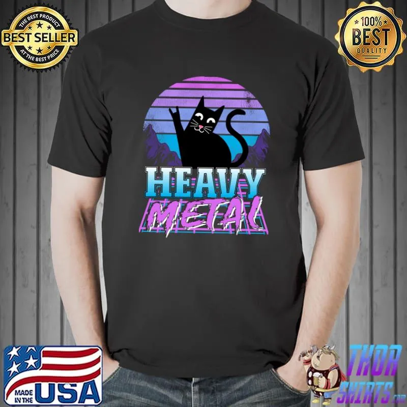 Retrowave Pastel Goth Cat 80s Synthwave Retro Death Metal T-Shirt Unisex