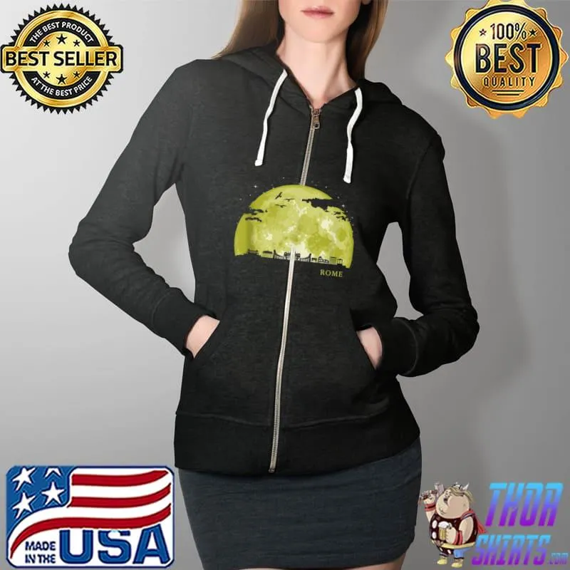 Rome Italy Moon Light Night Stars Skyline Tank Top Full Zip Hooded