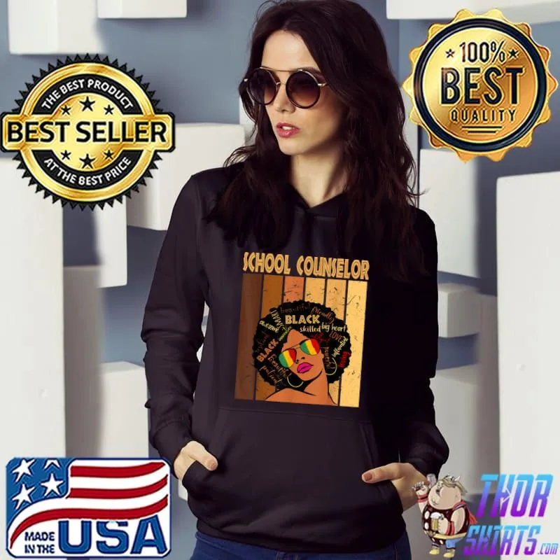 School Counselor Afro African American Black History Month T-Shirt
