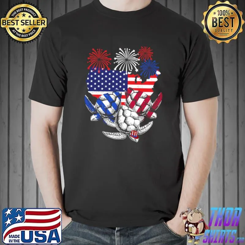 Sea Turtles 4th Of July Save The Turtles USA Flag Patriotic T- Unisex
