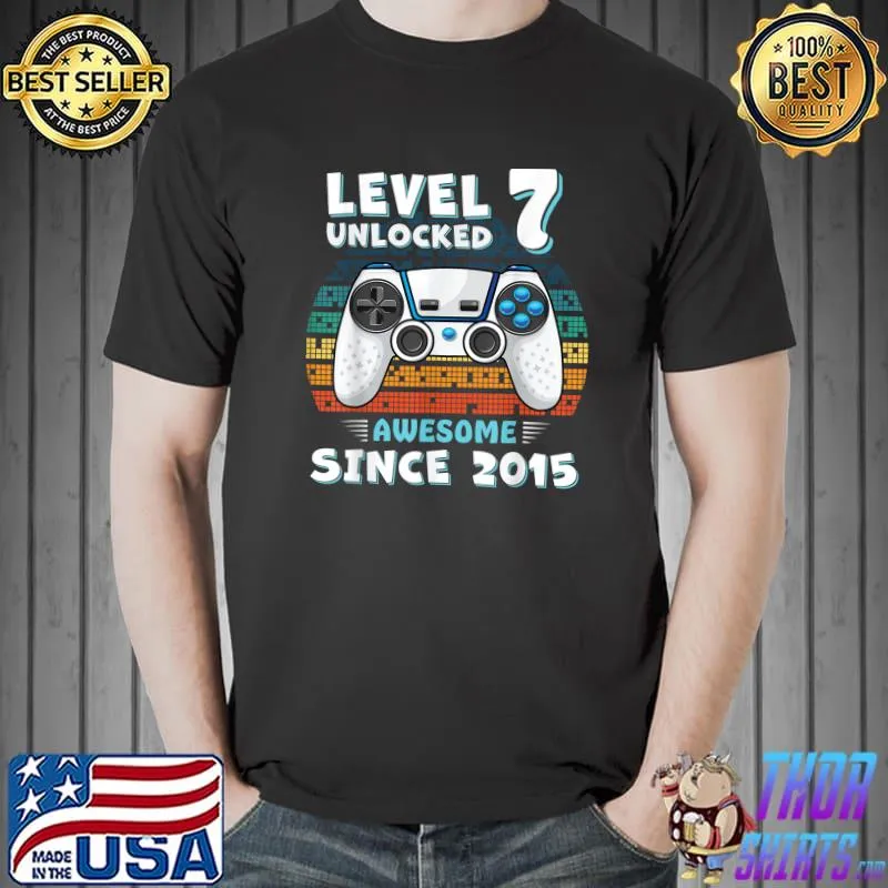 Six 7yr BDay Son Boy Funny Gamer 7th 7 Years Old Birthday T-Shirt Unisex
