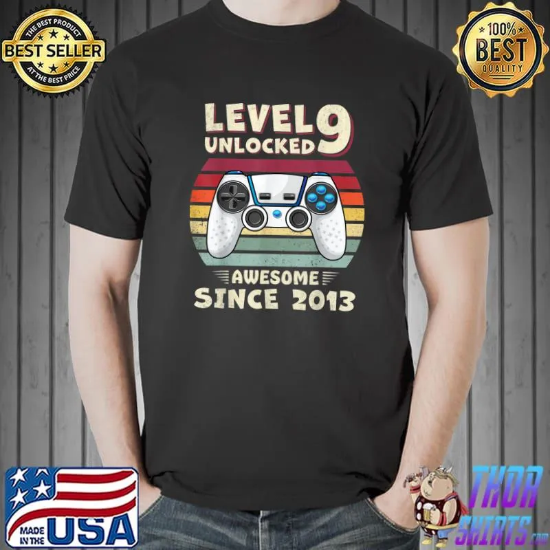 Six 9yr BDay Son Boy Funny Gamer 9th 9 Years Old Birthday T-Shirt Unisex