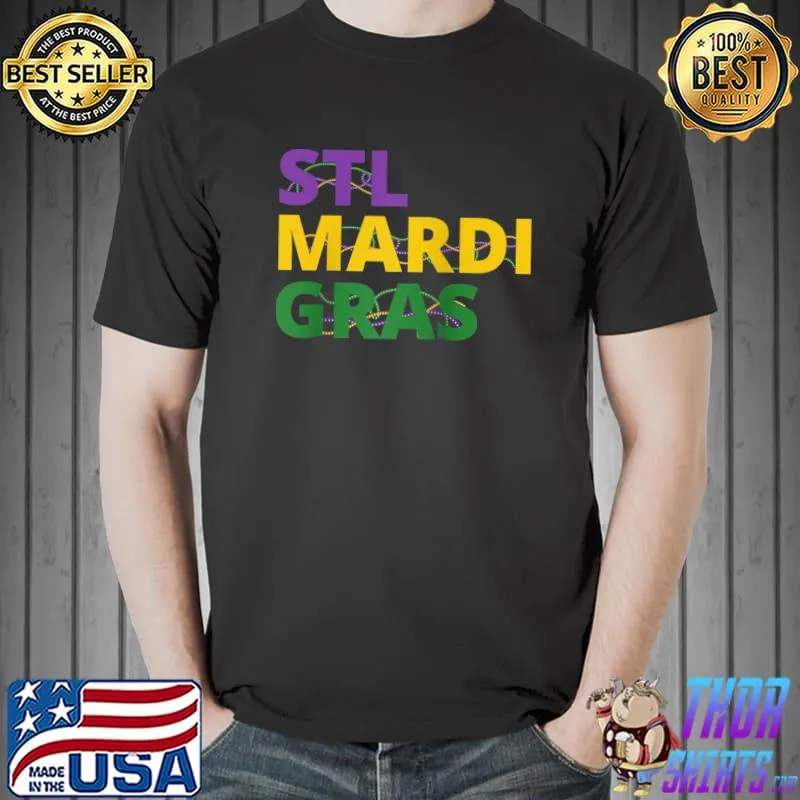 St Louis STL Mardi Gras Bead T- Unisex