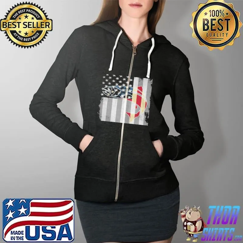 Top American fish patriot flag Full Zip Hooded