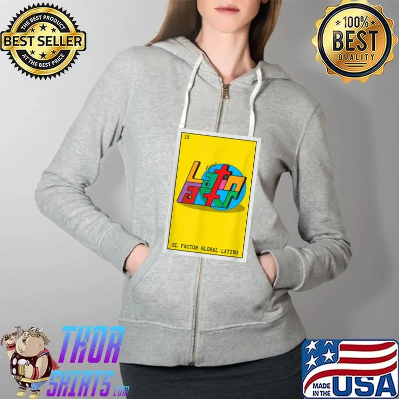 Top El Factor Global Latino Card T-Shirt Full Zip Hooded