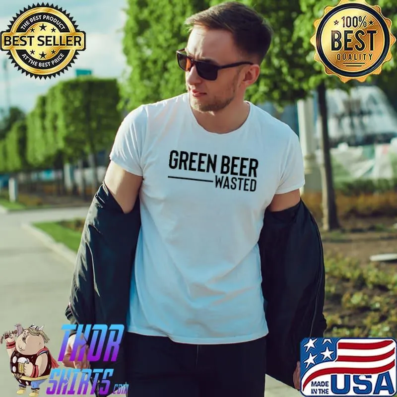 Top Green Beer Wasted Funny St Patricks Irish Raglan Baseball Tee Unisex