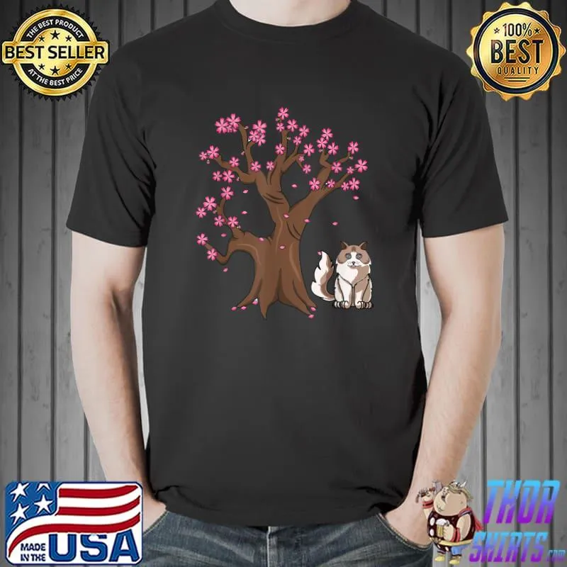Top Japanese Ragdoll Cat Mom Cherry Blossom T-Shirt Unisex
