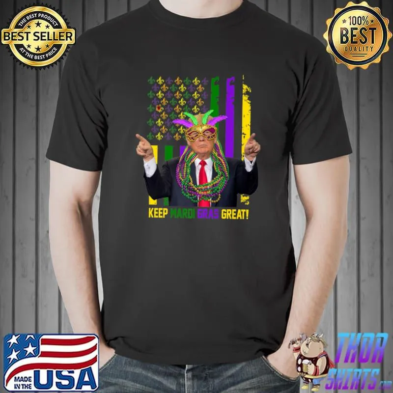 Top keep Mardi Gras Great American Flag Trump Costume Premium T-Shirt Unisex