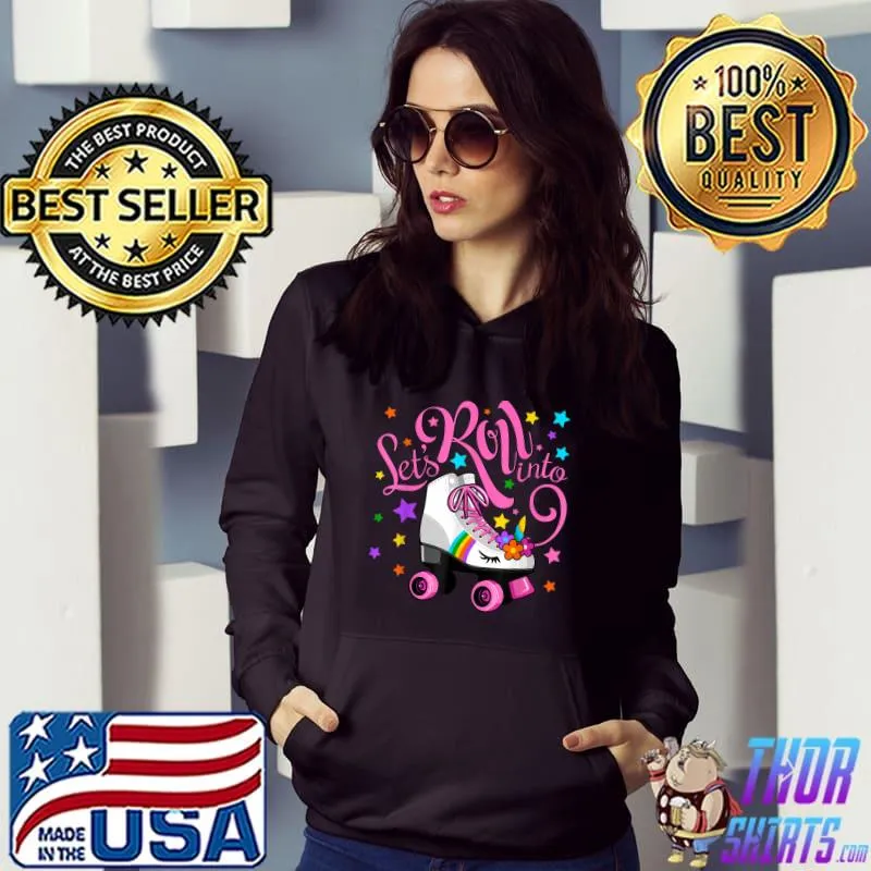 Top Let's Roll Into 9th Birthday Unicorn Roller Skate 9 Yrs Old T-Shirt Hoodie