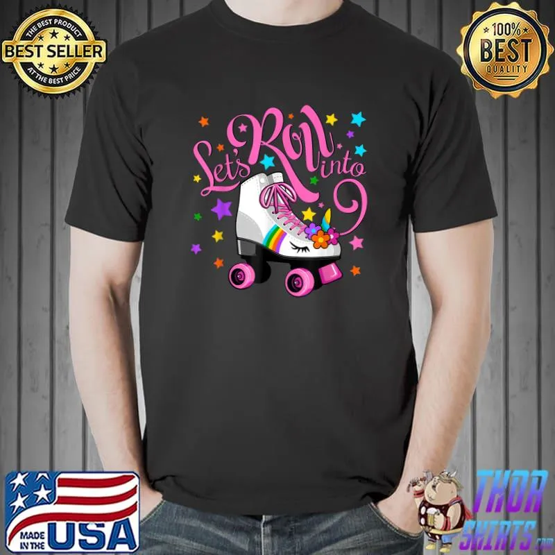 Top Let's Roll Into 9th Birthday Unicorn Roller Skate 9 Yrs Old T-Shirt