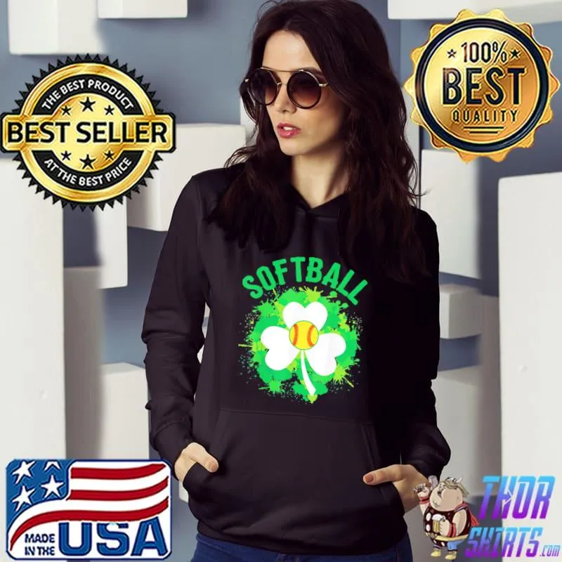 Top Softball Shamrock Lucky Clover Irish St Patrick’s Day T-Shirt