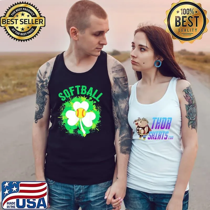 Top Softball Shamrock Lucky Clover Irish St Patrick’s Day T-Shirt Tank Top