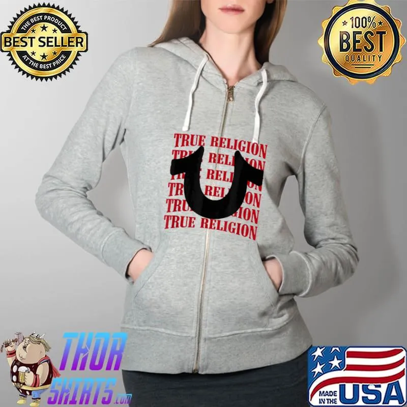 Top True Buddha Logo Religion T-Shirt Full Zip Hooded