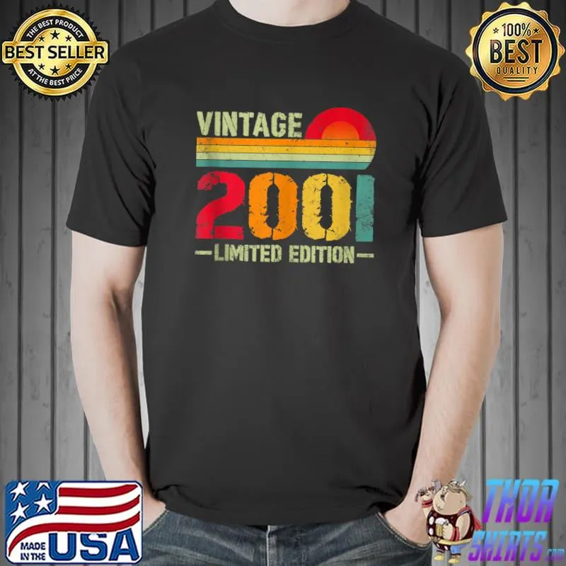 Top Turning 21 Birthday Decorations Men 21st BDay 2001 Birthday T Shirt Unisex