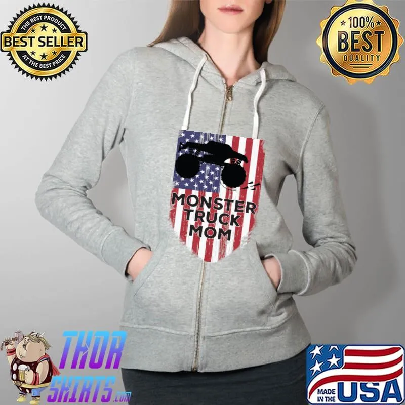 Usa flag vintage Monster Truck mom, mothers T-Shirt Full Zip Hooded