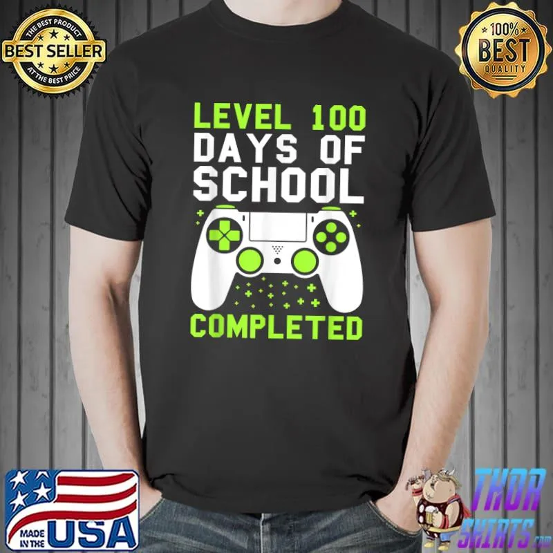 Video Gamer Student 100th Day Teacher 100 Days of School Kid T-Shirt Unisex