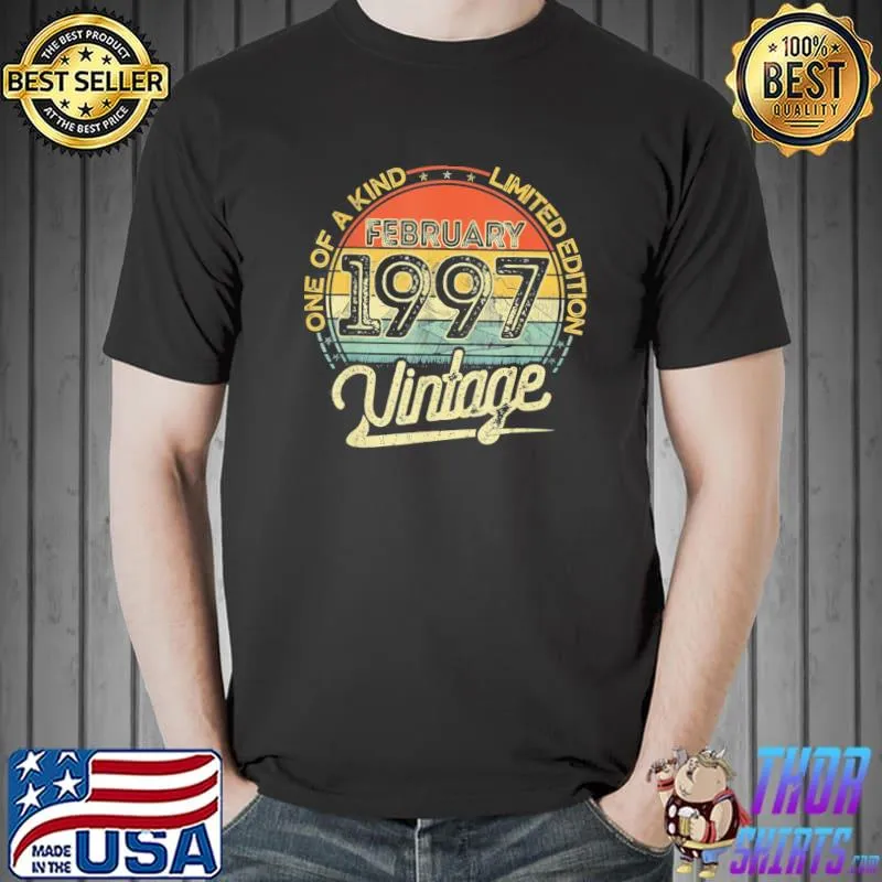 Vintage Retro February 1997 25th Birthday 25 Years Old T-Shirt Unisex