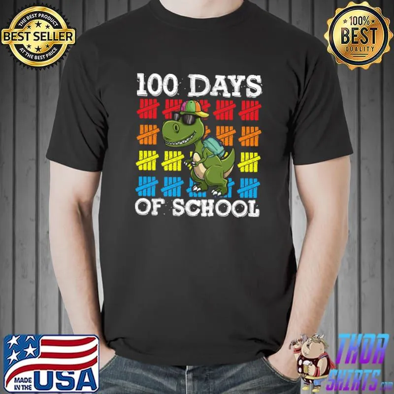 100 Days Of School Dinosaur T Rex Shirt, Kids Boys T- Unisex
