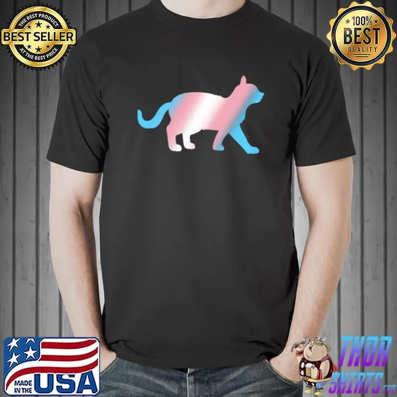 Animal Cat Trans Flag Equality LGBTQ Pride Queer Transgender T- Unisex