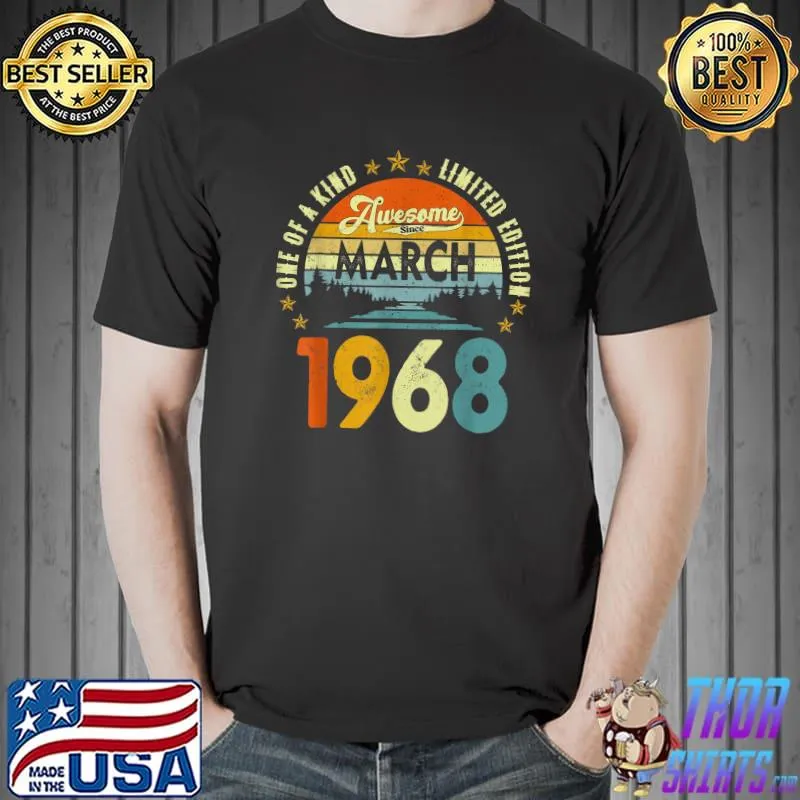 Awesome Since March 1968 Vintage 54Th Birthday T-Shirt Unisex