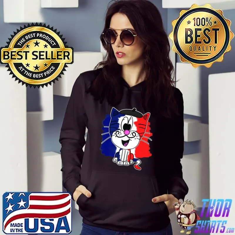 Bastille Day Happy 14th July Cat French Flag Premium T-Shirt