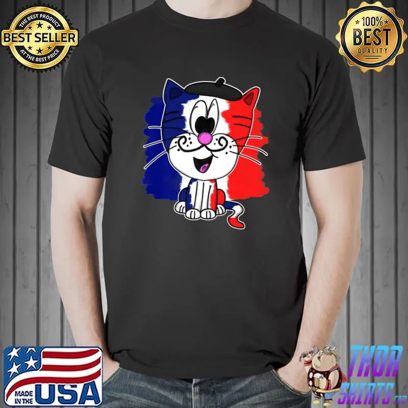Bastille Day Happy 14th July Cat French Flag Premium T-Shirt Unisex
