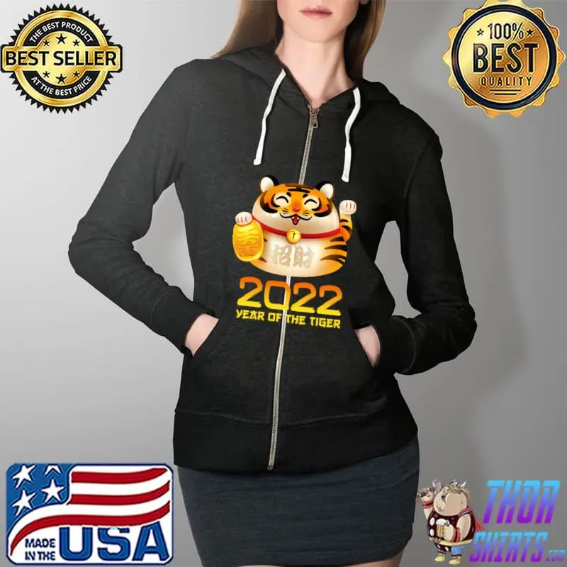 Best Happy Chinese New Year 2022 Kids Cute Year of The Tiger T- Full Zip Hooded