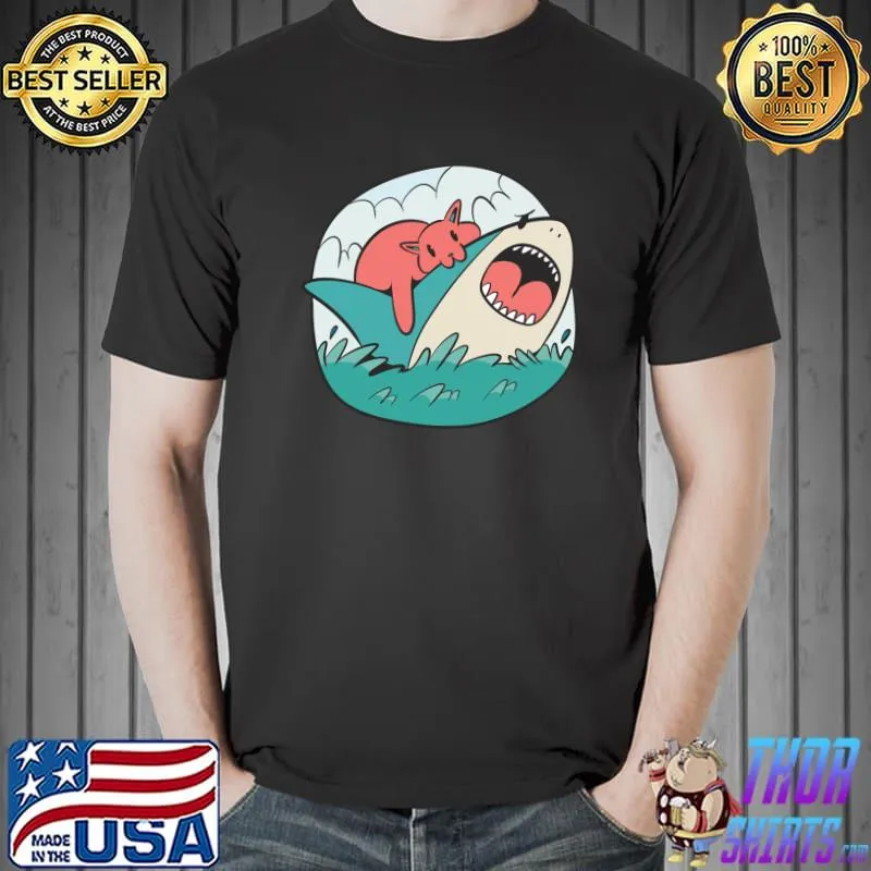 Cat shark attack - funny crazy cat T-Shirt Unisex