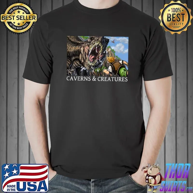 Caverns & Creatures Tim & T-Rex T-Shirt Unisex
