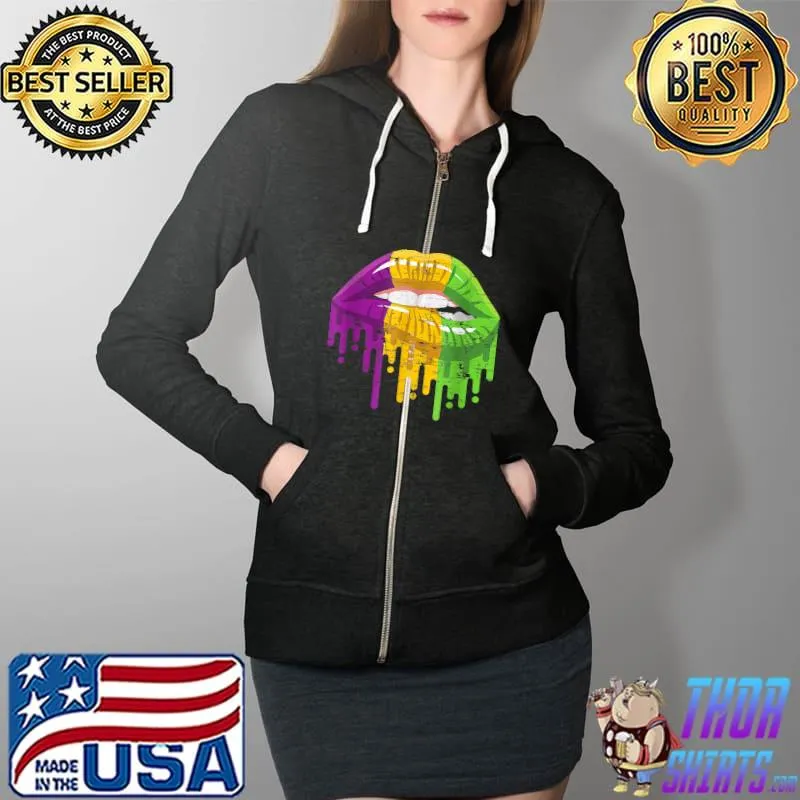 Costume Party Carnival Parade Women Gifts Lips Mardi Gras T-Shirt Full Zip Hooded