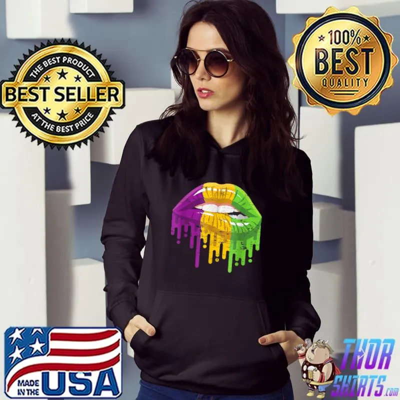 Costume Party Carnival Parade Women Gifts Lips Mardi Gras T-Shirt