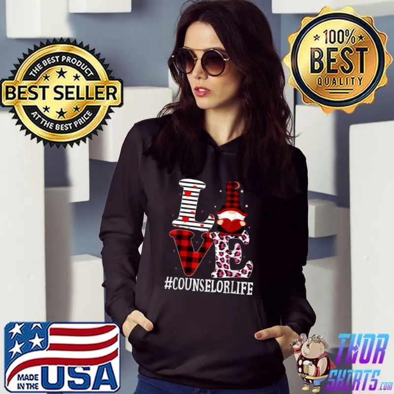 Counselor Love Leopard Red Plaid Appreciation Valentine T-Shirt