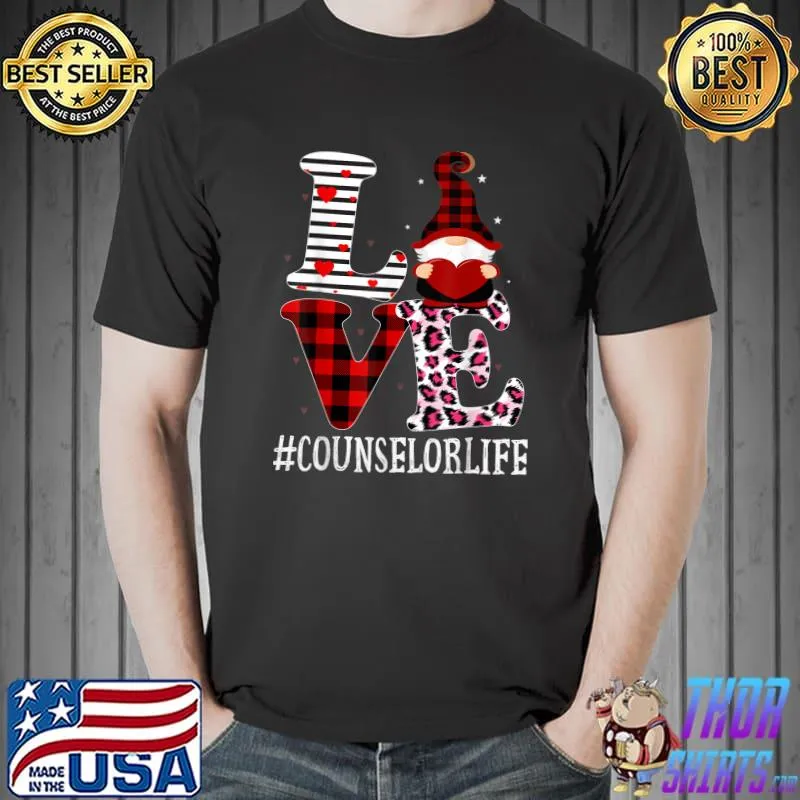 Counselor Love Leopard Red Plaid Appreciation Valentine T-Shirt Unisex