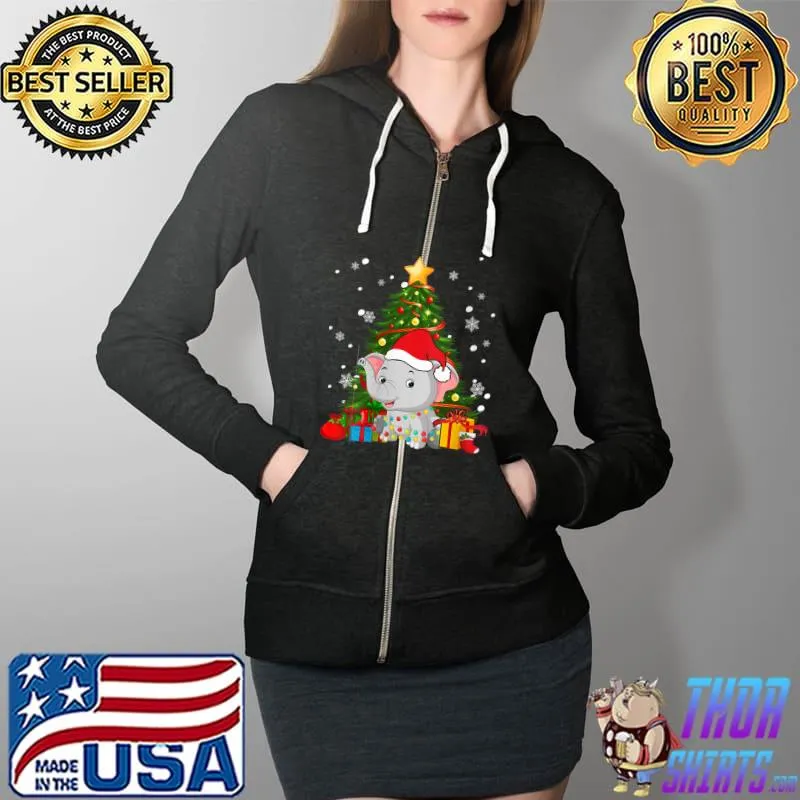 Cute Christmas Dog Elephant Lover T- Full Zip Hooded