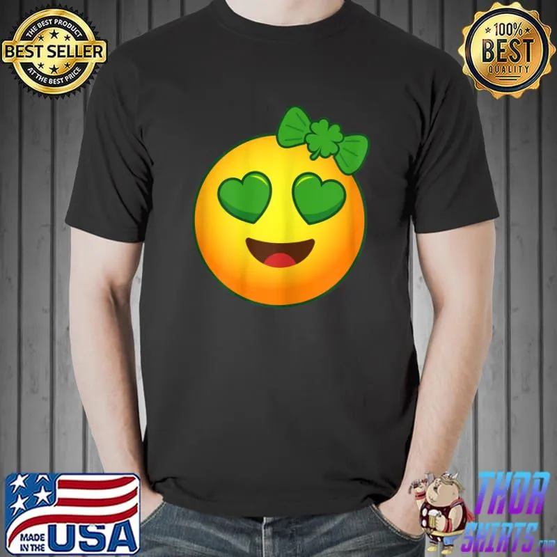 Cute St Patricks Day Green Heart Eyes Bow Women Girls T-Shirt Unisex